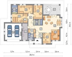 Проект одноэтажного коттеджа на 5 спален
