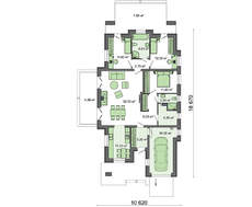 Одноэтажный жилой дом на 4 спальни