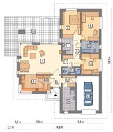 Проект одноэтажного дома на 4 спальни