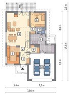 Стильное строение с двухскатной крышей