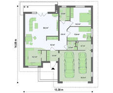 Большой одноэтажный коттедж с гаражом для двух авто