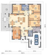 Одноэтажный особняк с большой террасой