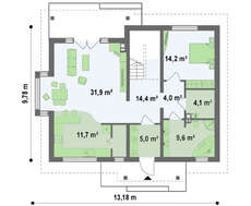 Проект дома с мансардой и балконом в спальне хозяев