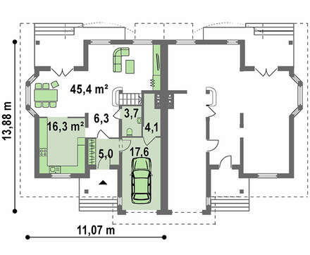 Проект двухэтажного коттеджа с чердаком на две семьи