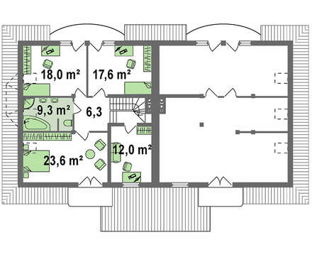 Проект двухэтажного коттеджа с чердаком на две семьи