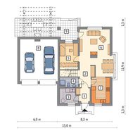 Жилой дом с мансардой и гаражом на 2 машины