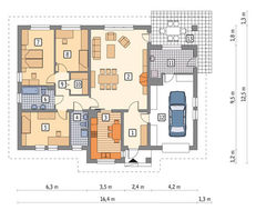 Одноэтажный коттедж естественной окраски