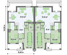 Проект компактного коттеджа на две семьи