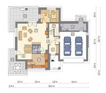 Яркий двухэтажный дом