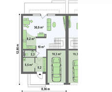 Проект коттеджа на две семьи в стиле модерн
