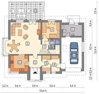 Дом с квадратным красивым эркером