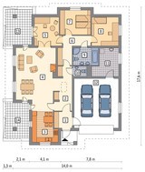 Проект одноэтажного коттеджа с деревянными архитектурными элементами