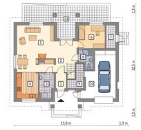 Аккуратный дом с тремя балконами