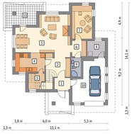 Необычный дом на два этажа