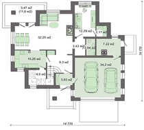 Интересный двухэтажный коттедж