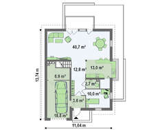Проект коттеджа hi-teсh с гаражом