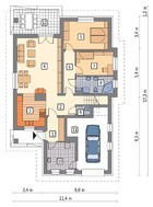 Проект одноэтажного коттеджа с камином
