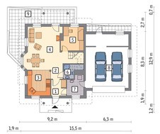 Двухэтажный коттедж на три балкона