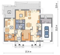 Проект дома с выделением части площади для отдельной семьи