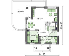 Проект дома с симпатичным балконом на мансарде