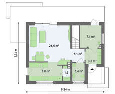 Современный компактный дом с мансардой