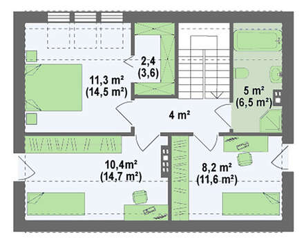 Современный компактный дом с мансардой