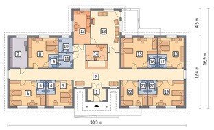 Здание для временного проживания на несколько семей