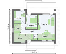 Проект одноэтажного домика с маленьким чердаком