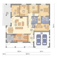 Одноэтажный жилой дом площадью 160 м2 с гаражом