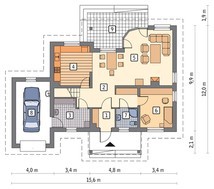 Двухэтажный дом под красивой крышей