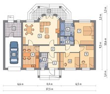 Одноэтажный жилой дом с большим крыльцом
