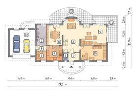 Проект красивого жилого дома с запоминающейся крышей
