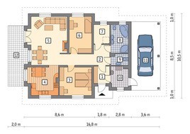 Одноэтажный жилой дом с навесом для авто