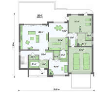 Проект шикарного современного особняка с четырехскатной кровлей