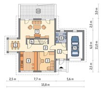 Двухэтажный дом под интересной крышей