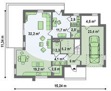 Проект двухэтажного коттеджа с кабинетом и гаражом