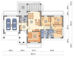 Одноэтажный дом с кирпичными колоннами