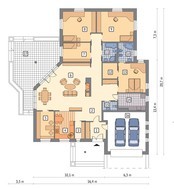 Яркий одноэтажный дом