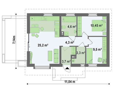 Современный дачный дом с большими окнами
