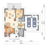Проект красивого жилого дома с высокой крышей
