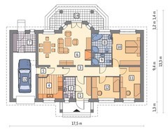 Проект одноэтажного стильного дома с эркером