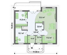 Традиционный коттедж с четырёхскатной кровлей