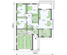 Одноэтажный дом с гаражом на две машины и панорамным окном в гостиной