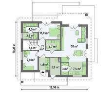 Проект загородного жилого дома с мансардой площадью 184 кв.м.