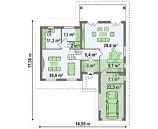 Проект современного 2х этажного дома с гаражом на 1 авто