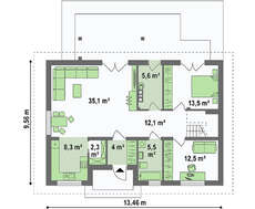Классический мансардный дом общей площадью 199 кв.м.