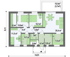 План-схема строительства коттеджа в классическом стиле