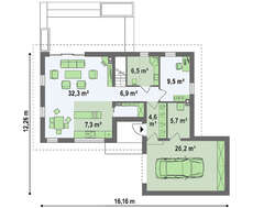 План-схема мансардного дома площадью 174 кв.м.