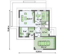 План строительства мансардного дома площадью 176 кв.м.