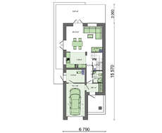 Узкий двухэтажный дом общей площадью 139 кв.м.